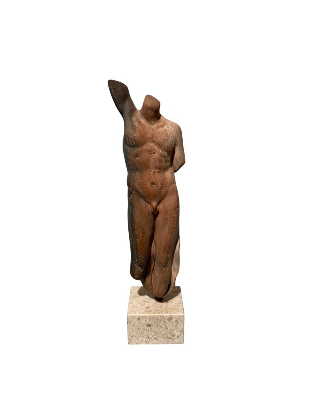 Ancient Roman Greek Inspired Pottery Mans Torso Statue Figurine Signed by Artist
